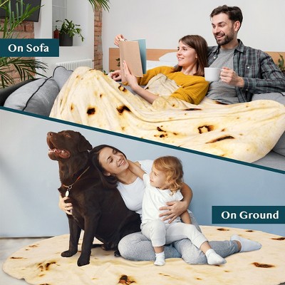 Beige 70-Inch Reversible Fleece Tortilla Blanket
