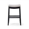 HomeRoots 31" White and Black Fabric and Solid Wood Backless Bar Height Bar Chair - 4 of 4