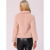 INSPIRE CHIC Women's Stand Collar Zip Up Long Sleeve Faux Fur Cropped Jacket - 3 of 4