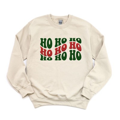 Simply Sage Market Women's Graphic Sweatshirt Ho Ho Ho Wavy Puff Print