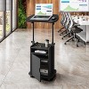 Racxily Sit-to-Stand Rolling Adjustable Laptop Cart With Storage, Black - 2 of 4
