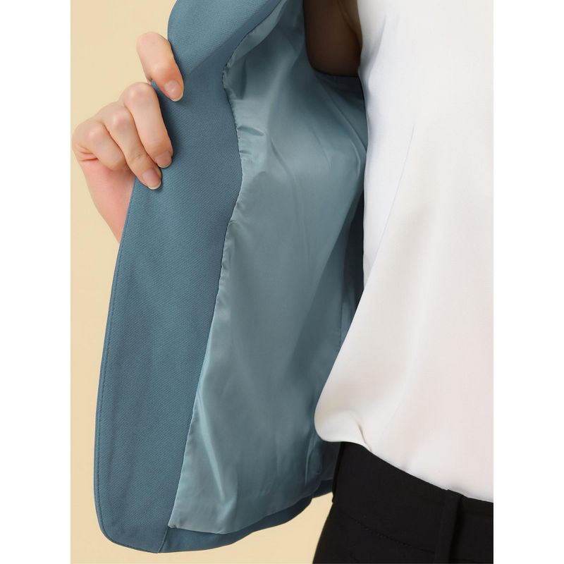 Allegra K Women's Open Front Office Work Crop Long Sleeve Suit Blazer, 5 of 6