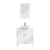 Wooakway 30" White Bathroom Vanity Set with Glass Top Sink Cabinet and Mirror - 4 of 4