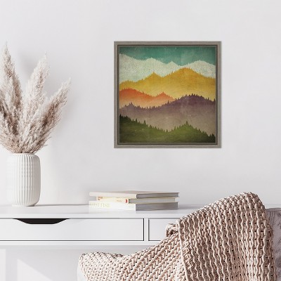 Mountain View Multicolor Framed Canvas Wall Art