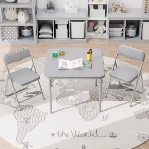 Kids 3-Piece Folding Table and Chairs Set for Daycare and Classrooms - 1 of 4