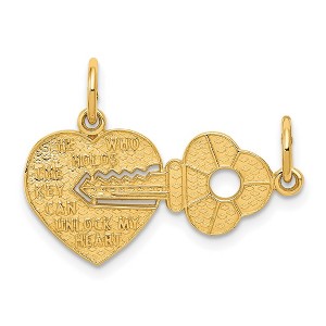 Black Bow Jewelry 14k Yellow Gold Heart and Key Set of 2 Charm or Pendants, 23mm - 1 of 4