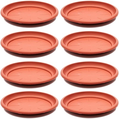 Juvale 8 Pack Round Terra Cotta Plant Trays for Flower Pots Container, Brown, 12 inch