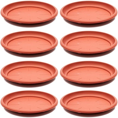 Juvale 8 Pack Round Terra Cotta Plant Trays for Flower Pots Container, Brown, 12 inch