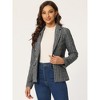 INSPIRE CHIC Women's Elegant Long Sleeve Open Front Buttons Decor Plaid Tweed Blazer - 2 of 4
