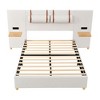 Full-Size Upholstered Velvet Platform Bed with Dual Outlets, USB Ports, Bedside Pillows, and Storage Shelves - 3 of 4