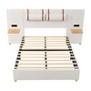 Full-Size Upholstered Velvet Platform Bed with Dual Outlets, USB Ports, Bedside Pillows, and Storage Shelves - image 3 of 4