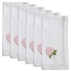 Saro Lifestyle Embr'd Pink Hydrangea Hemstitch Napkin, 20" Square, White (Set of 6) - 3 of 4