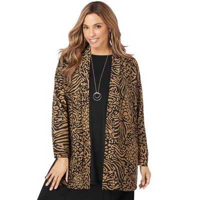 Jessica London Women's Plus Size Stretch Knit Open Front Knit Topper