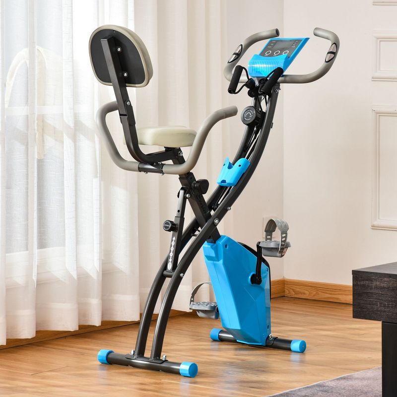 Soozier 2 in 1 Exercise Bike for Upright and Recumbent Cycling with Arm Resistance Bands, 3 of 10