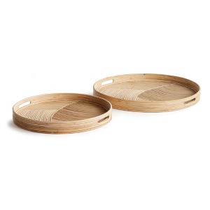 Plum & Post Jelani Cane Round Decorative Trays Set of 2 - 1 of 4