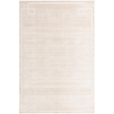Beige Geometric Synthetic 6' x 9' Rectangular Area Rug