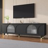 HDZNVF Contemporary TV Stand with Adjustable Shelves for TVs Up to 78 inch, Black - 2 of 4