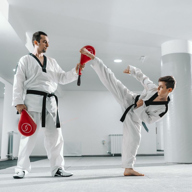 Juvale 2-Pack Taekwondo Kick Pad, Karate Kicking Target, Double Kick Durable Strike Pads for Kickboxing Training, Red, 15 x 2.5 x 7.5 In, 3 of 9
