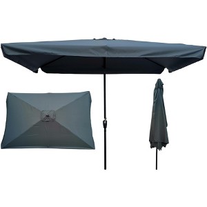 TiramisuBest 10 x 6.5ft Chocolate Rectangular Patio Umbrella: Crank & Push - Button Tilt for Garden, Pool, Market - 1 of 4