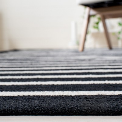 Montauk Black and Ivory Handwoven Cotton Area Rug