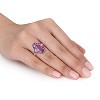 EVERLY JEWELRY | Rose Plated Sterling Silver 3.5 CT TGW Oval Cut Amethyst and African Amethyst and White Topaz Ring - 3 of 4