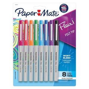 Paper Mate Flair 8pk Felt Pens 0.4mm Ultra Fine Tip Multicolored - 1 of 4