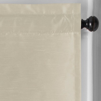 Ivory Faux Silk Scalloped Window Valance with Rod Pocket