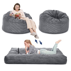 Bean Bag Chair for Adults Teens, Convertible Bean bag Bed from Bean Bag to Mattress for Home Living Room Bedroom - 1 of 4