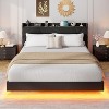 Floating Bed Frame, Suspended Bed with RGB LED Lights and Charging Station, Upholstered Bed Frame with Storage Headboard, No Box Spring Needed - 3 of 4