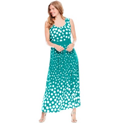 Woman Within Plus Size Banded-Waist Print Maxi Dress