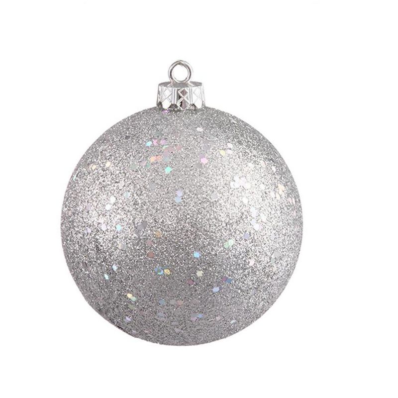 Northlight Holographic Glitter Silver Commercial Shatterproof Christmas Ball Ornament 10" (250mm), 1 of 2