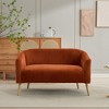 XIYUYEU 50.78" Loveseat Couch Sofa, Corduroy Fabric Upholstered 2-Seat Sofa with Wooden Walnut Legs, Orange - 2 of 4