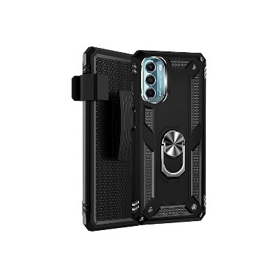 SaharaCase Military Kickstand with Belt Clip Case for Motorola Moto G 5G (2022) Black (CP00243)