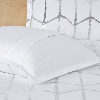Intelligent Design Twin/Twin XL 4pc Arielle Metallic Printed Comforter Set White/Silver: Hypoallergenic Geometric Bedding, Microfiber, Contemporary — фото 7