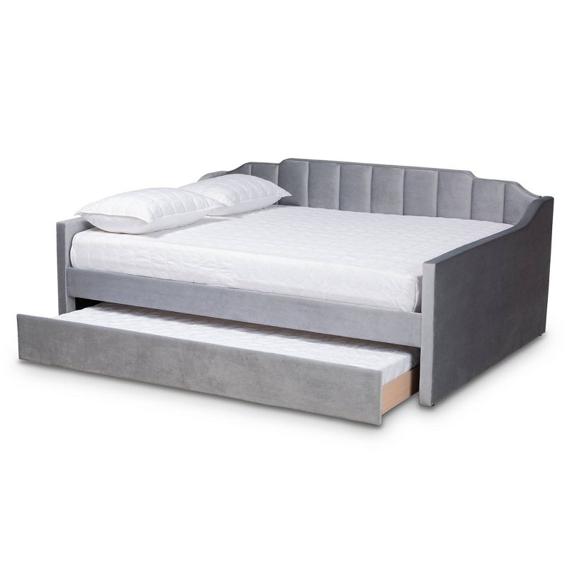 Lennon Velvet Fabric Upholstered Daybed with Trundle - Baxton Studio, 3 of 12
