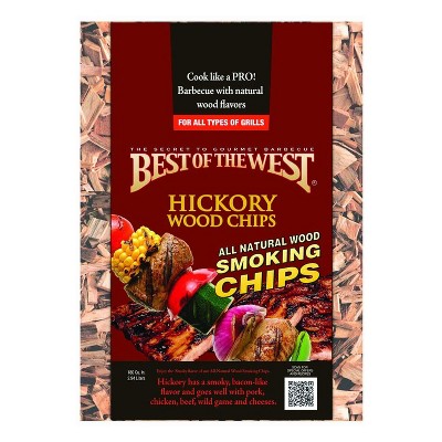 Best of the West All Natural BBQ Sweet Hickory Wood Smoking Chips for All Grill Types, 180 Cubic Inches