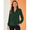 Allegra K Women's Elegant Collar V Neck Long Sleeve Work Office Satin Button Down Shirt - 2 of 4