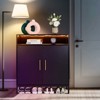 KTMBDW Shoe Cabinet for Entryway, Slim Hidden Shoe Organizer Cabinet with 2 Doors&LED Lights, Wooden Narrow Shoe Rack for Hallway, Living Room, Black - 2 of 4