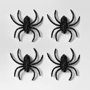 4pk Plastic Clip-on Spider Figurine Set - Hyde and EEK! Boutique™ Black - 1 of 3
