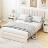 Safstar Queen Size Bed Frame w/Storage Drawer & Vertical Channel Headboard,Beige - 2 of 4