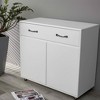 MAYEERTY White Two-Door Side Table Cabinet, Sturdy Storage End Table with Hidden Organizer for Bedroom Office - 2 of 4
