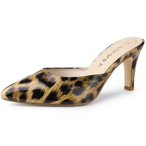 Allegra K Women's Casual Office Pointed Toe Slip-On Stiletto Slide Mules Heels - 1 of 4