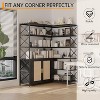 Homhougo L-Shaped Corner Bookshelf, 6-Tier Vintage Farmhouse Bookcase with Rattan Doors,Adjustable Shelves & Metal Frame - 3 of 4