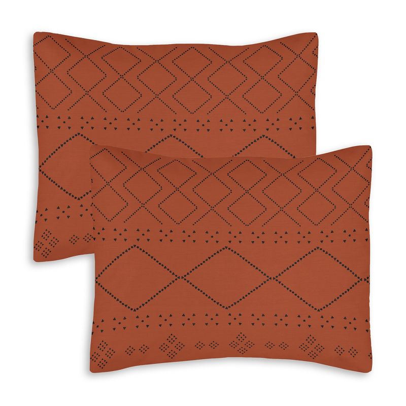 Sweet Jojo Designs Throw Pillow Covers Boho Geometric Orange and Black 2pc, 1 of 4