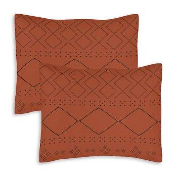 Sweet Jojo Designs Throw Pillow Covers Boho Geometric Orange and Black 2pc