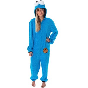 Sesame Street Men's Cookie Monster Costume Union Suit Pajama Outfit - 1 of 4