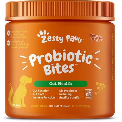 Zesty Paws Gut Health Probiotic Soft Chews for Dogs - Pumpkin Flavor - 90ct
