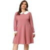 Agnes Orinda Women's Plus Size Long Sleeve Peter Pan Collar Elegant Formal Midi Flare A Line Dresses - 4 of 4
