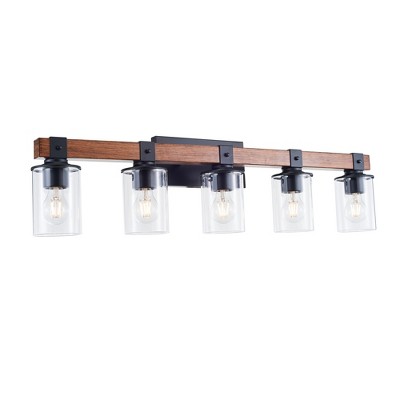 5 Light E26 Bulb Bathroom Lights Over Mirror, Rustic Vanity Light Fixture with Clear Glass Shade,Indoor Wall Lighting
