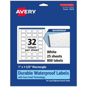 Avery Durable Waterproof Rectangle Labels with Sure Feed, 1" x 1.5" - 1 of 4